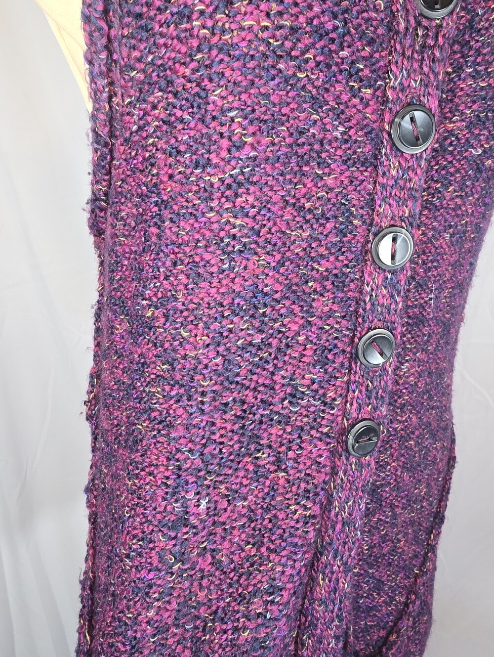 Purple Multicolor Knit Button-Front Vest - Picture 7 of 9